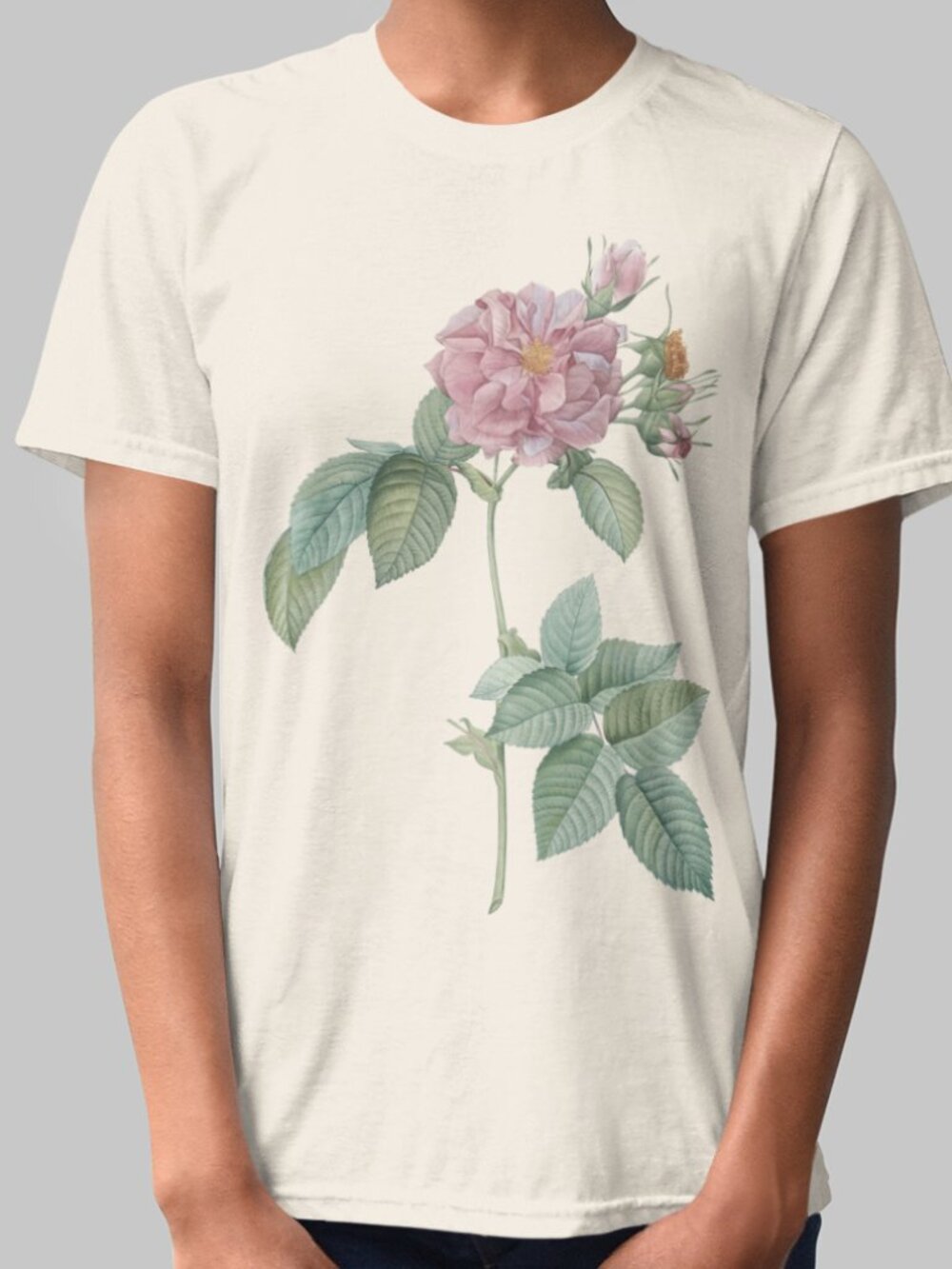 Frankfort Rose Vintage Floral Print Short Sleeve Graphic Tee T-shirt S-XXL